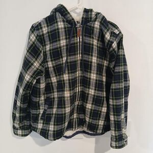 L.L. Bean Women's Jacket Relaxed Fit Green and Blue Plaid Petite XL Outdoor